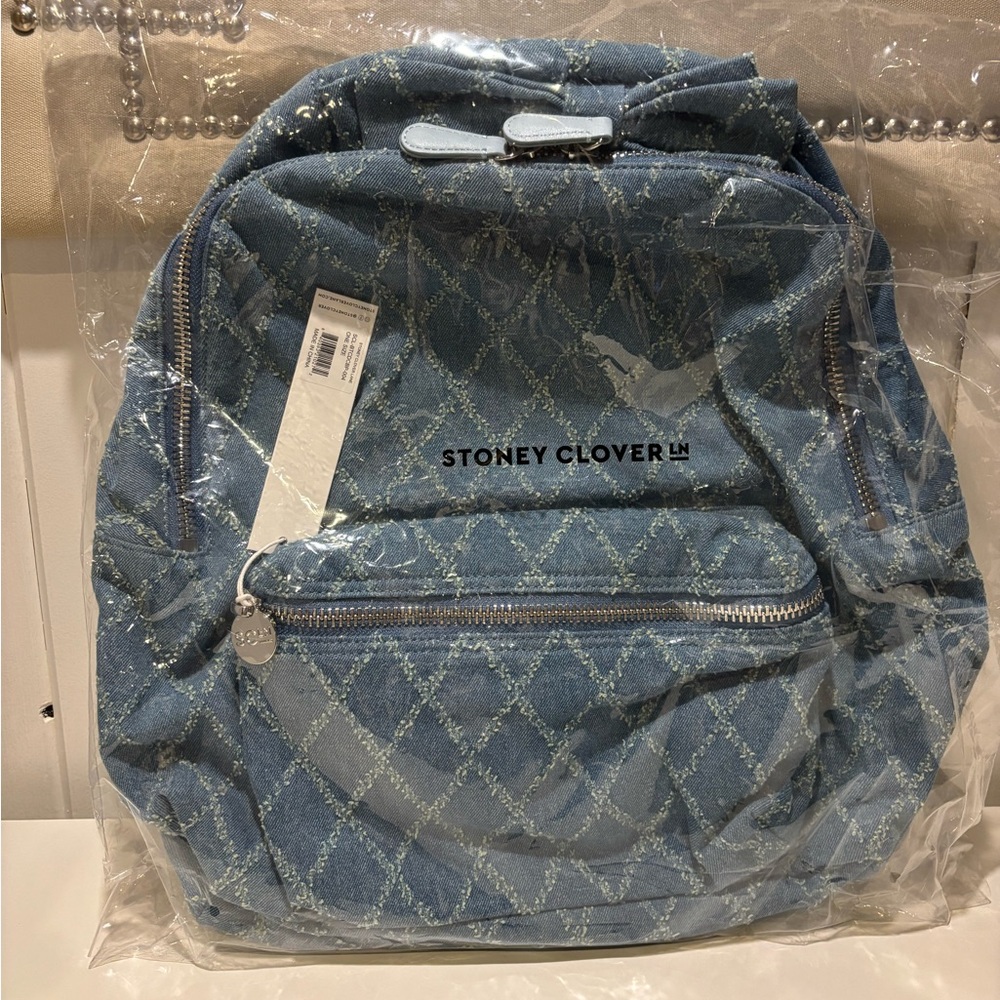 Stoney Clover Lane Quilted Denim Blue Backpack